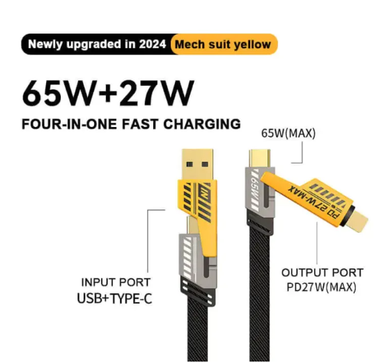 4 in 1 Data Cable Pack of 2– USB-C & Lightning Connectors