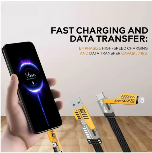4 in 1 Data Cable Pack of 2– USB-C & Lightning Connectors
