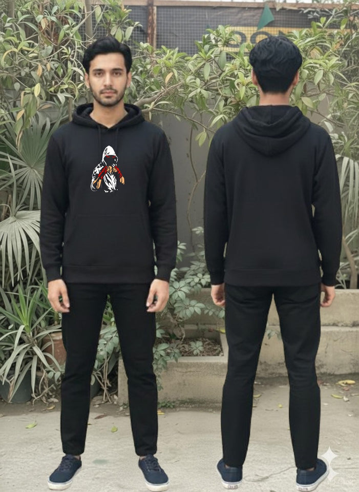 Men's Trendy Printed Tracksuit Black Casual Sportswear Sweat Suit Comfortable