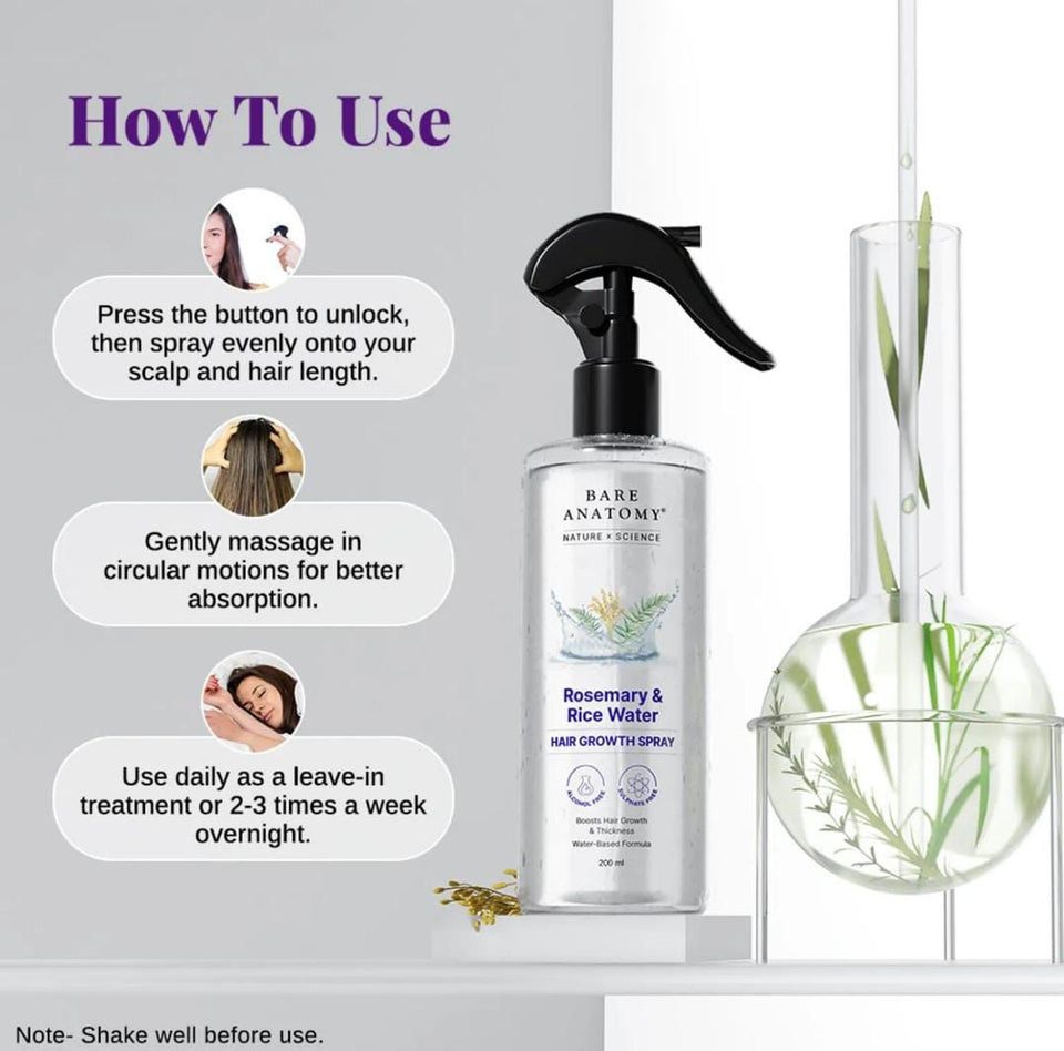 Bare Anatomy Rosemary & Rice Water Hair Growth Spray