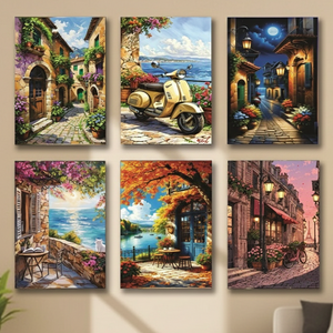 Set of 6 Wall Art Wooden Phototile Frames for Wall Decor