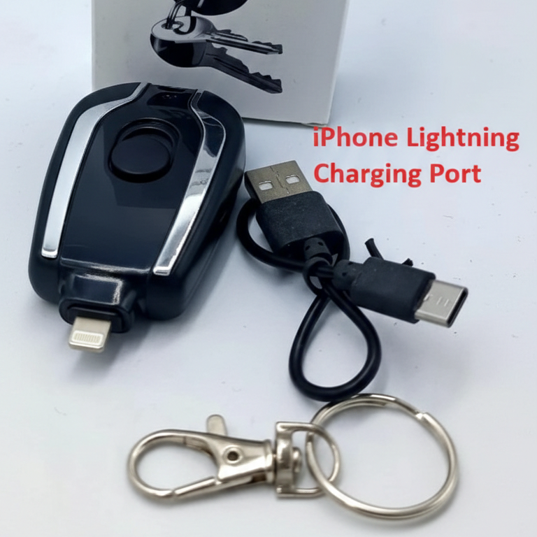 1500Mah Portable Keychain Power Bank With Telescopic Plug Design And One Button Shrink Feature For iPhone - Without Cable | (Random Colour)