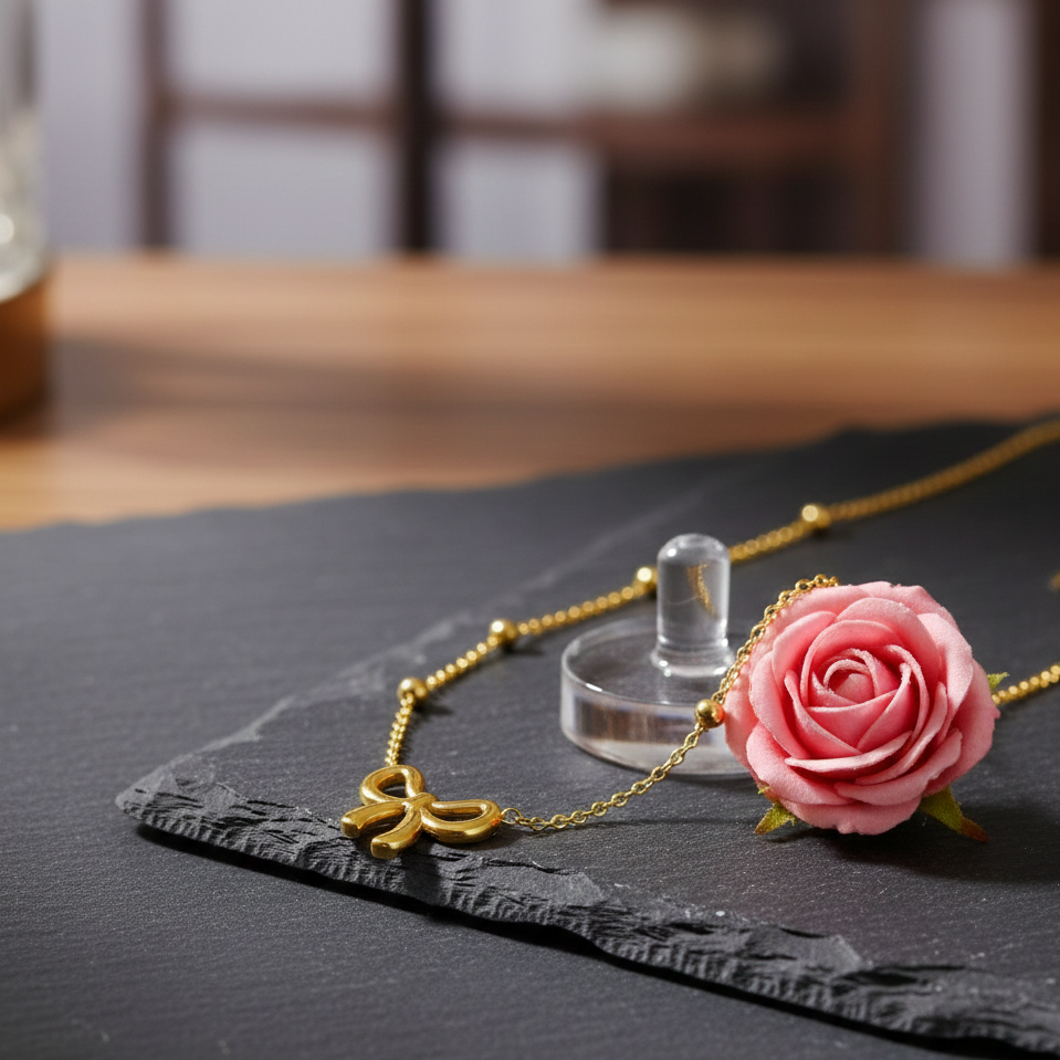 QCT-176 Knot Shape Ball Stainless Steel Necklace – Elegant Jewellery, Stylish Accessory for Women