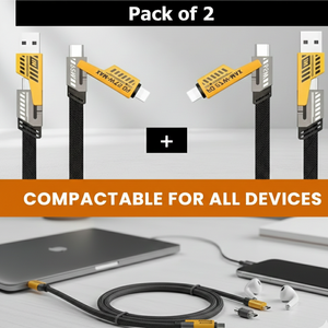 4 in 1 Data Cable Pack of 2– USB-C & Lightning Connectors