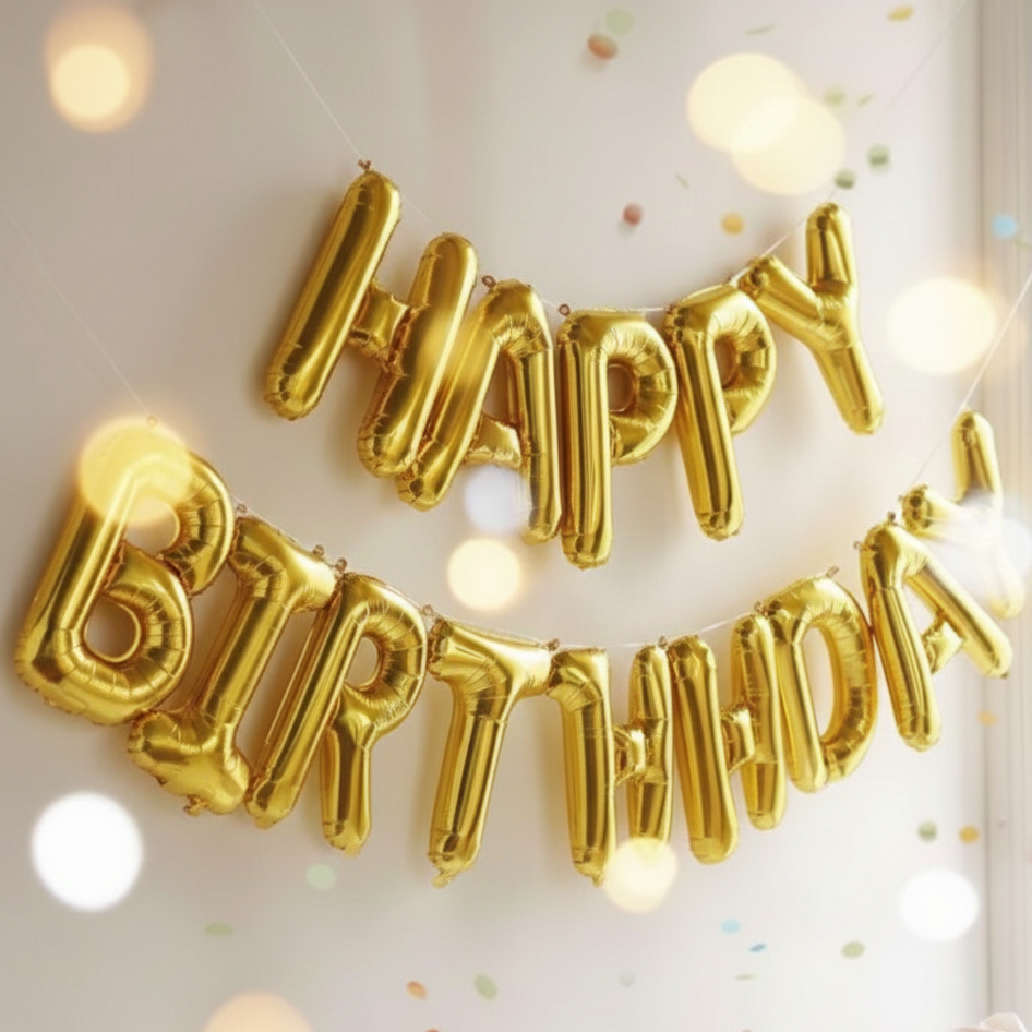 Golden Happy Birthday 16 inch Alphabet Letters Solid Foil Shinning Party Decoration Balloons
